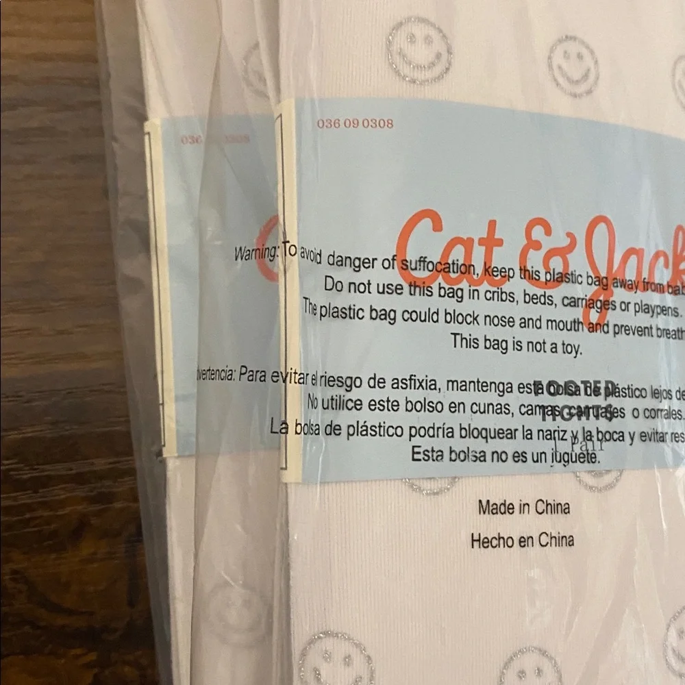 2 Pack Cat & Jack White‎ Tights with Smiley Faces